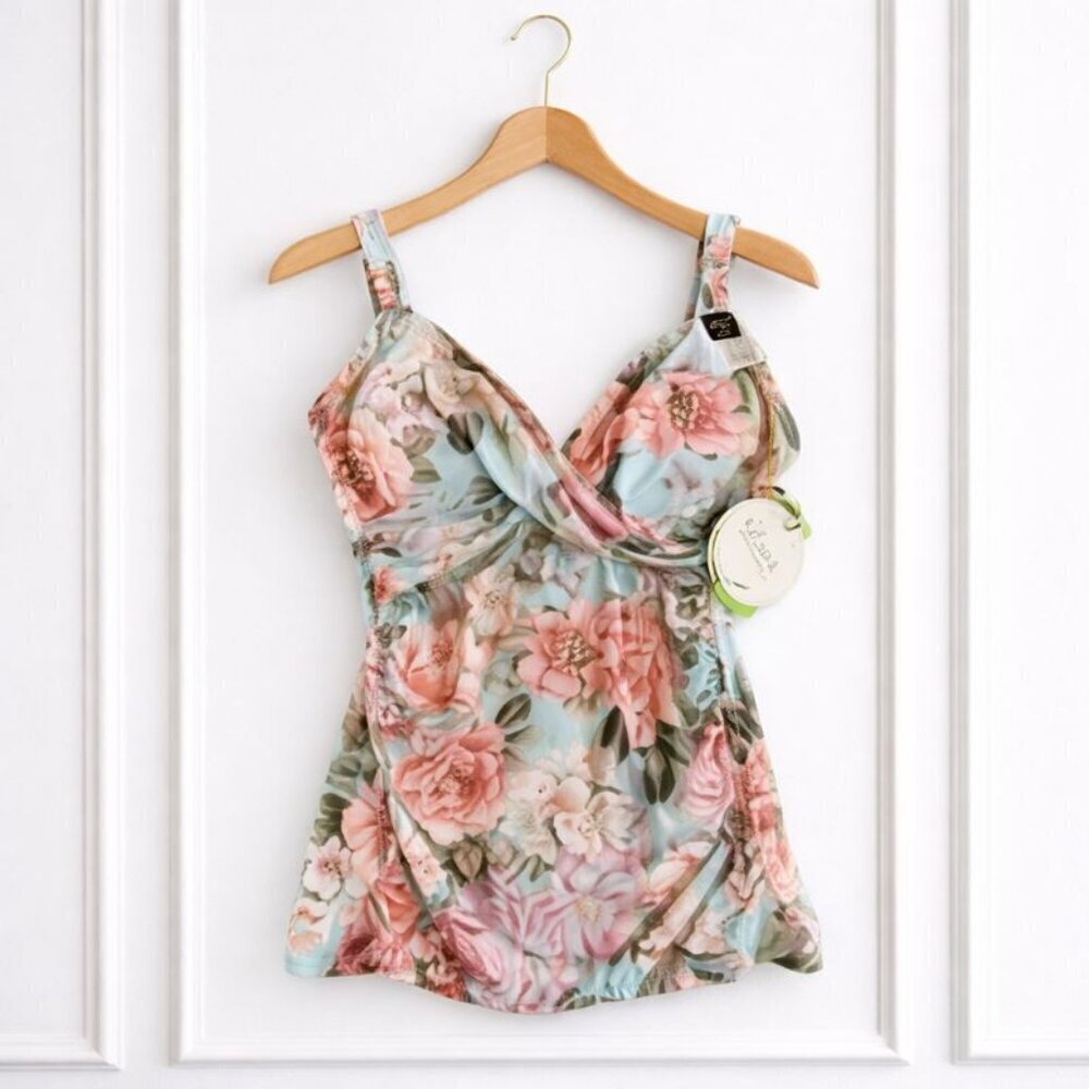 NWT Azura Australia Abelia Singlet Floral Tankini Swimsuit Top